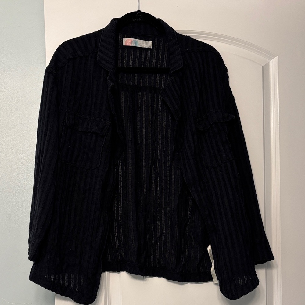 FP Beach Open Black Long Sleeve Top